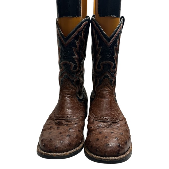 Ariat ostrich Brown and Black Western Boots - Picture 11 of 13